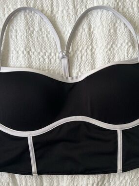 Victoria’s Secret PINK Sports Bra Push Up Long Line Padded Size L Black White